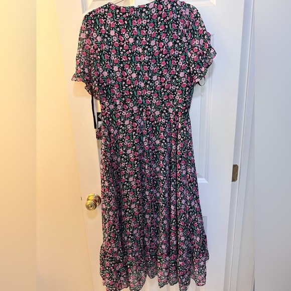 KARL LAGERFELD Women's PARIS Floral Print Wrap Midi Dress size 10 Nwt - Picture 7 of 11